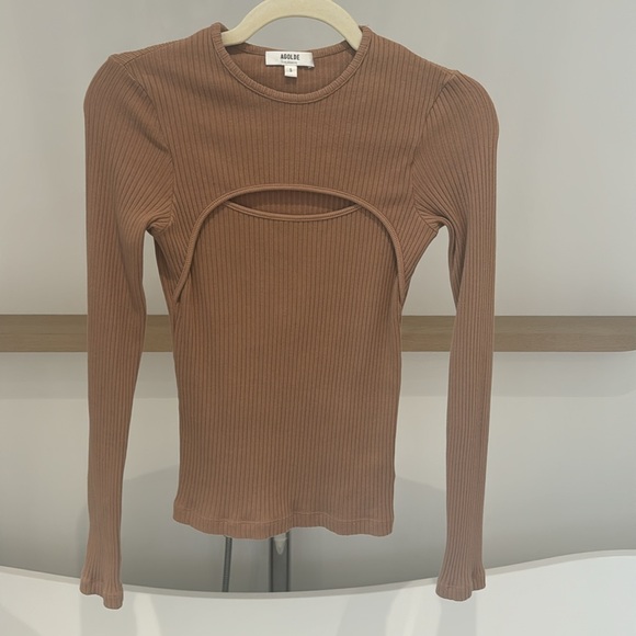 AGOLDE LYZA RIBBED COTTON CUT - OUT TOP size Small - Picture 6 of 12